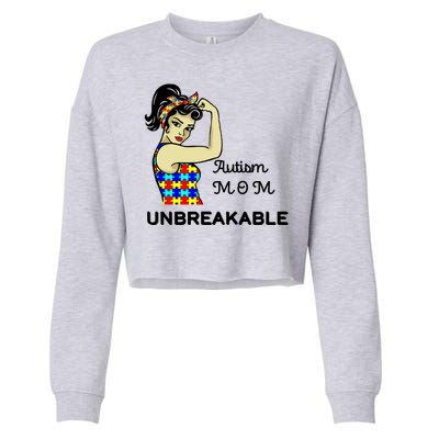 Autism Mom Unbreakable Puzzle Pieces Cropped Pullover Crew