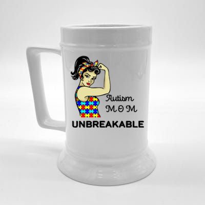 Autism Mom Unbreakable Puzzle Pieces Beer Stein