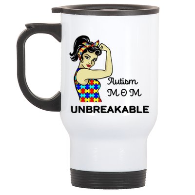 Autism Mom Unbreakable Puzzle Pieces Stainless Steel Travel Mug