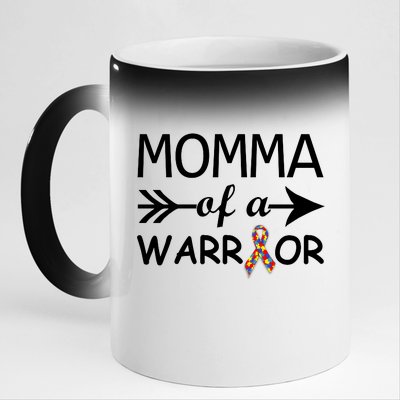 Autism Momma of a Warrior 11oz Black Color Changing Mug