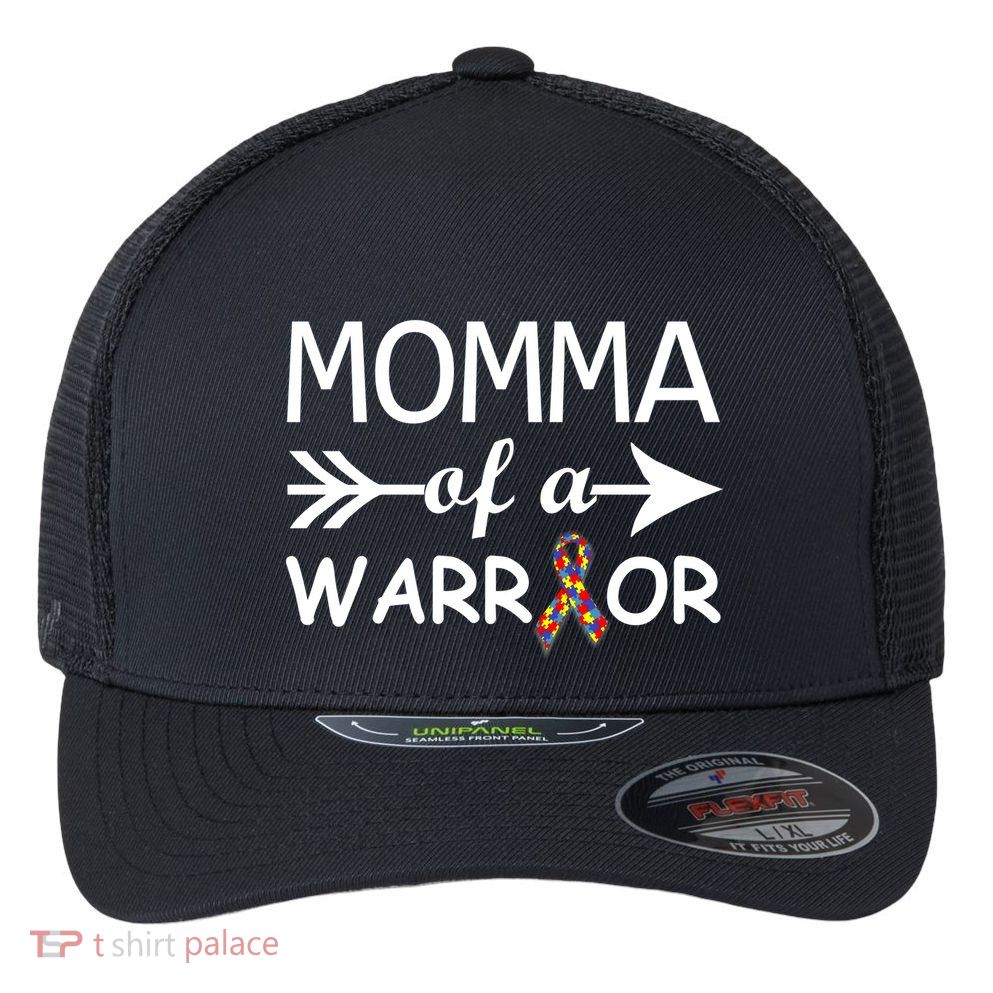 Autism Momma of a Warrior Flexfit Unipanel Trucker Cap