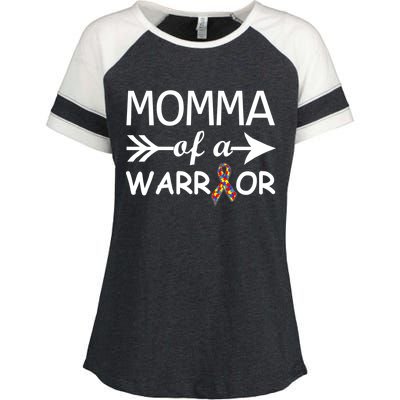 Autism Momma of a Warrior Enza Ladies Jersey Colorblock Tee