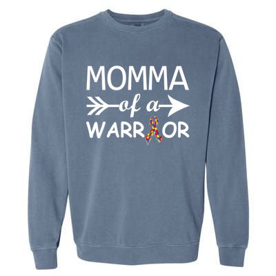 Autism Momma of a Warrior Garment-Dyed Sweatshirt