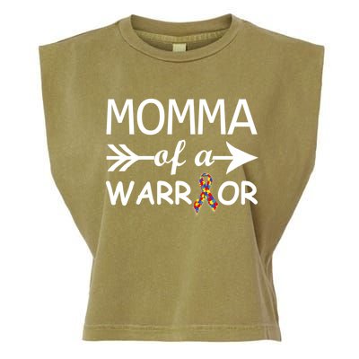 Autism Momma of a Warrior Garment-Dyed Women's Muscle Tee