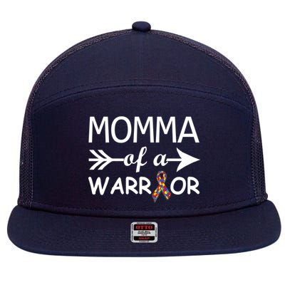 Autism Momma of a Warrior 7 Panel Mesh Trucker Snapback Hat