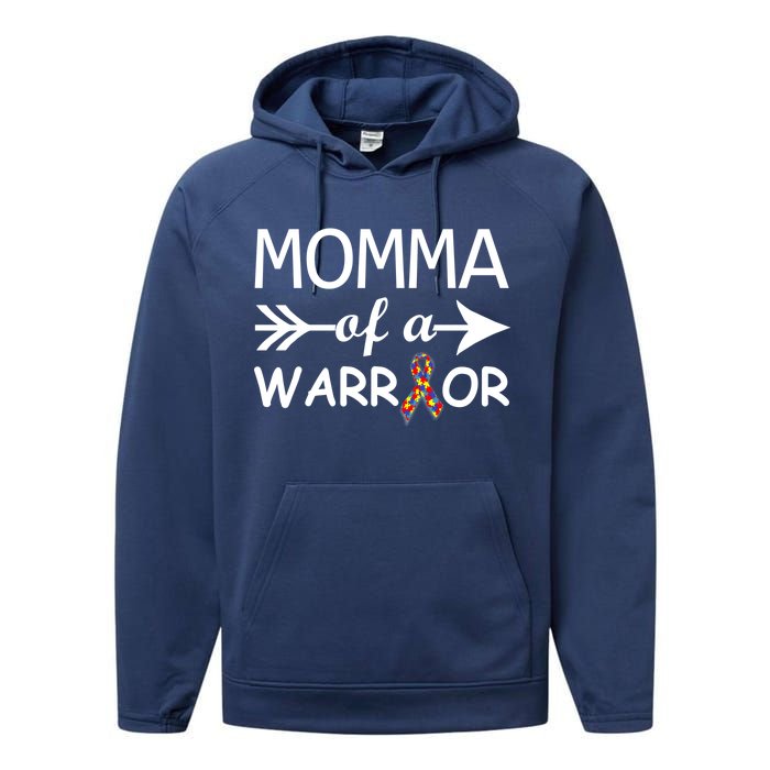 Autism Momma of a Warrior Performance Fleece Hoodie