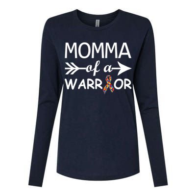 Autism Momma of a Warrior Womens Cotton Relaxed Long Sleeve T-Shirt