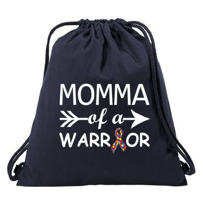 Autism Momma of a Warrior Drawstring Bag