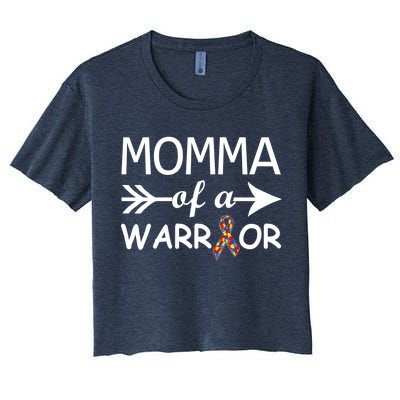 Autism Momma of a Warrior Women's Crop Top Tee