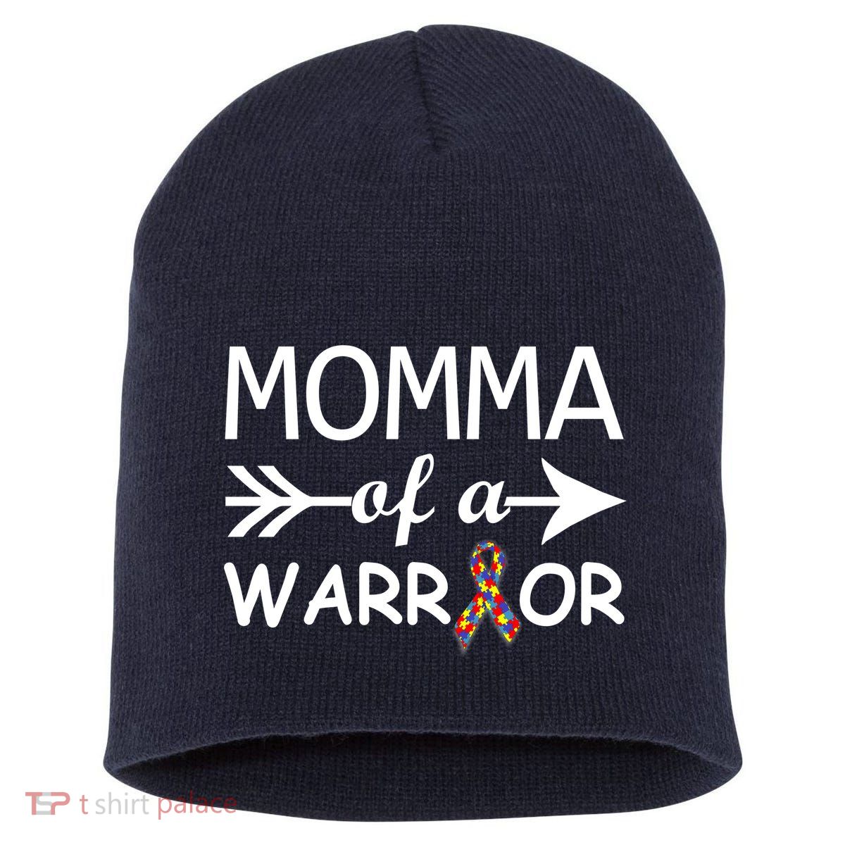 Autism Momma of a Warrior Short Acrylic Beanie