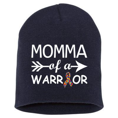 Autism Momma of a Warrior Short Acrylic Beanie