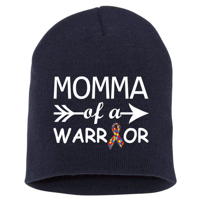 Autism Momma of a Warrior Short Acrylic Beanie