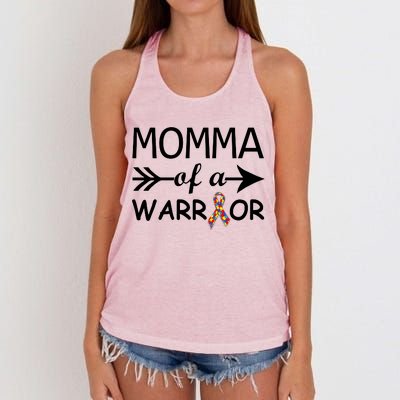 Autism Momma of a Warrior Women's Knotted Racerback Tank