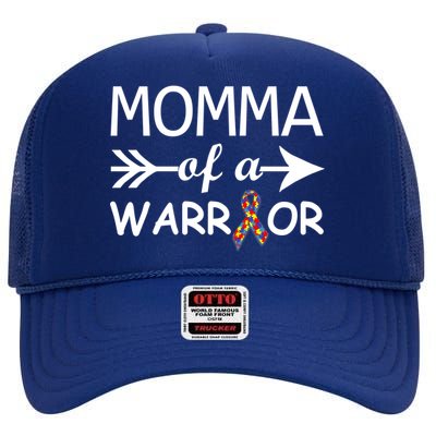 Autism Momma of a Warrior High Crown Mesh Back Trucker Hat