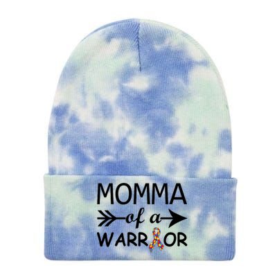 Autism Momma of a Warrior Tie Dye 12in Knit Beanie