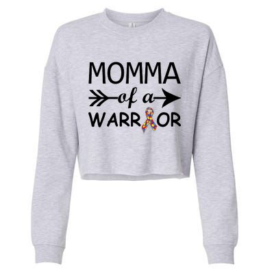 Autism Momma of a Warrior Cropped Pullover Crew