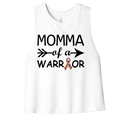 Autism Momma of a Warrior Women's Racerback Cropped Tank