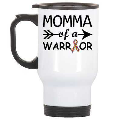 Autism Momma of a Warrior Stainless Steel Travel Mug