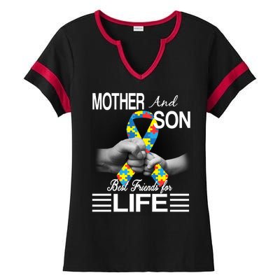 Autism Mother And Son Best Friends For Life Ladies Halftime Notch Neck Tee