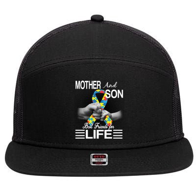 Autism Mother And Son Best Friends For Life 7 Panel Mesh Trucker Snapback Hat