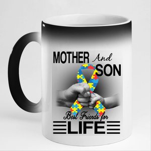 Autism Mother And Son Best Friends For Life 11oz Black Color Changing Mug