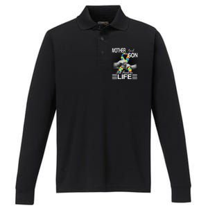 Autism Mother And Son Best Friends For Life Performance Long Sleeve Polo