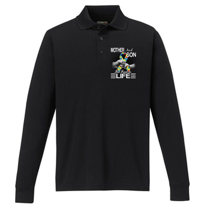 Autism Mother And Son Best Friends For Life Performance Long Sleeve Polo