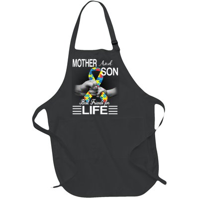 Autism Mother And Son Best Friends For Life Full-Length Apron With Pockets