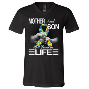 Autism Mother And Son Best Friends For Life V-Neck T-Shirt