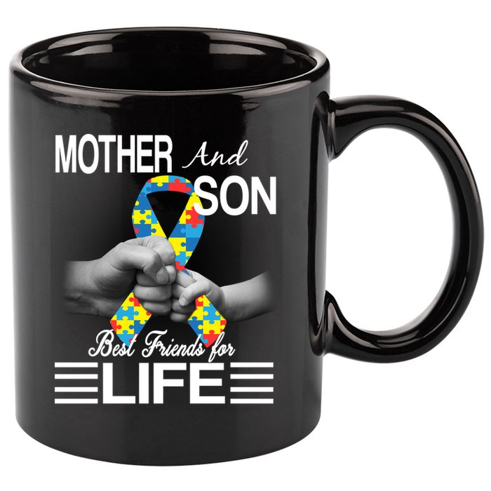 Autism Mother And Son Best Friends For Life 11oz C Handle Ceramic Mug