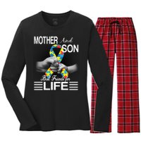 Autism Mother And Son Best Friends For Life Women's Long Sleeve Flannel Pajama Set 