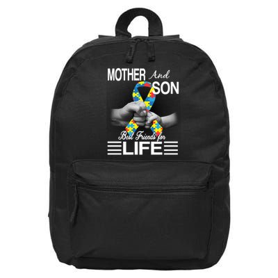 Autism Mother And Son Best Friends For Life 16 in Basic Backpack
