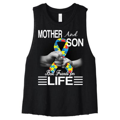 Autism Mother And Son Best Friends For Life Women's Racerback Cropped Tank