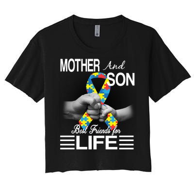 Autism Mother And Son Best Friends For Life Women's Crop Top Tee