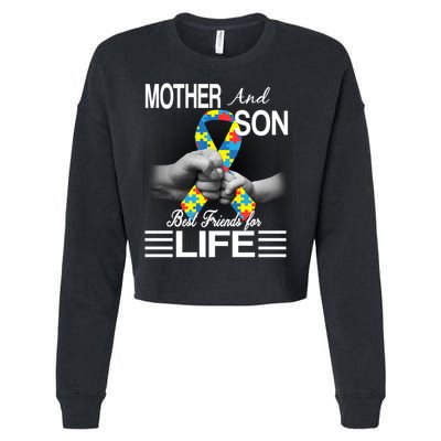 Autism Mother And Son Best Friends For Life Cropped Pullover Crew