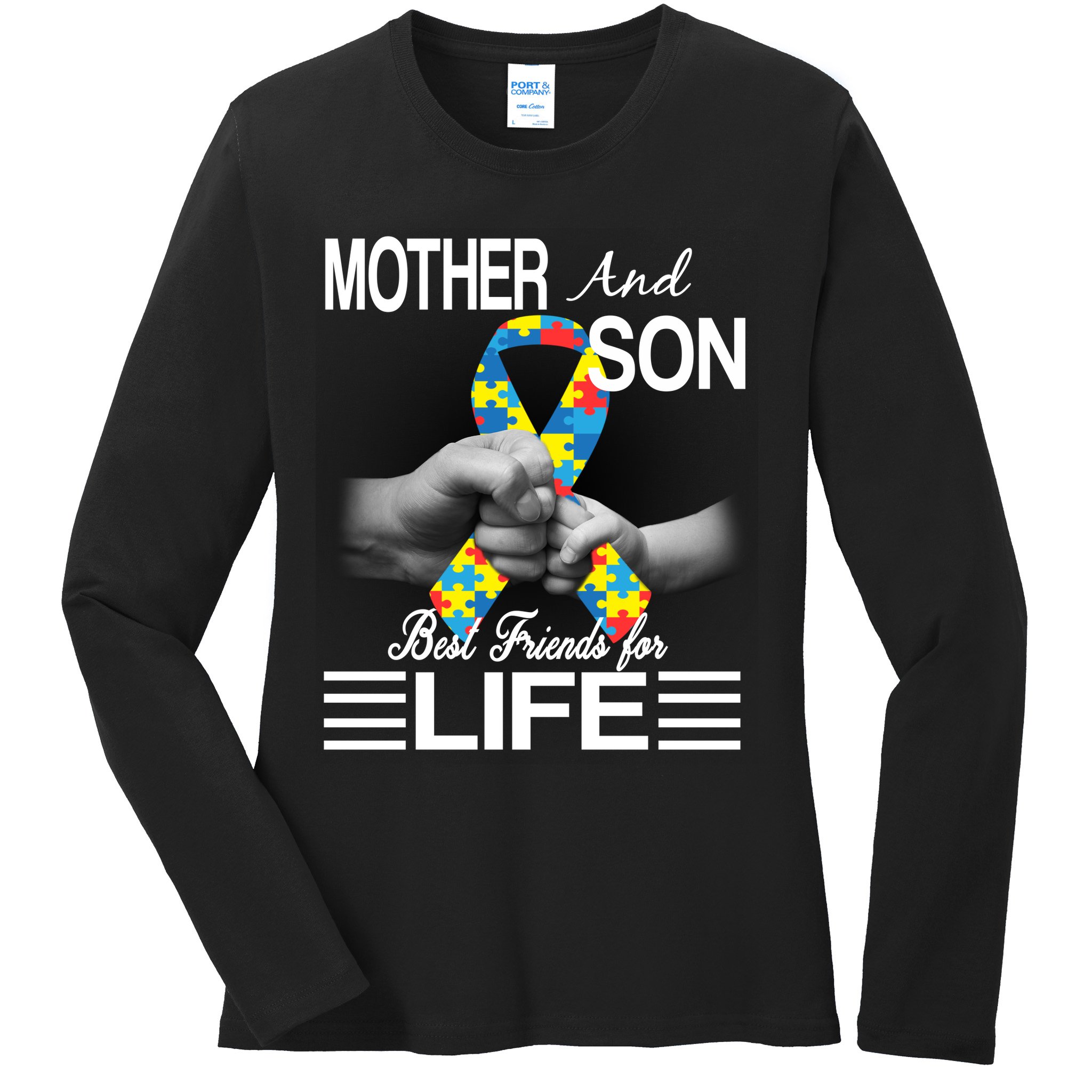 Autism Mother And Son Best Friends For Life Ladies Long Sleeve Shirt