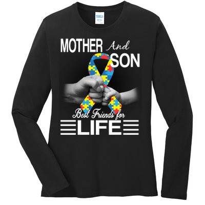 Autism Mother And Son Best Friends For Life Ladies Long Sleeve Shirt