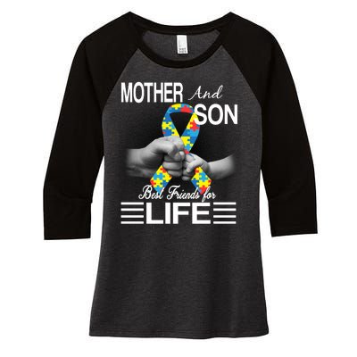 Autism Mother And Son Best Friends For Life Women's Tri-Blend 3/4-Sleeve Raglan Shirt