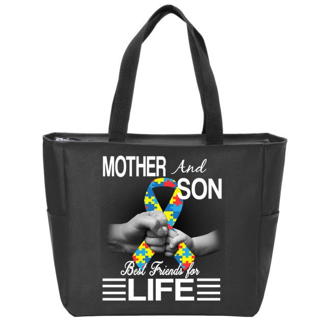 Autism Mother And Son Best Friends For Life Zip Tote Bag