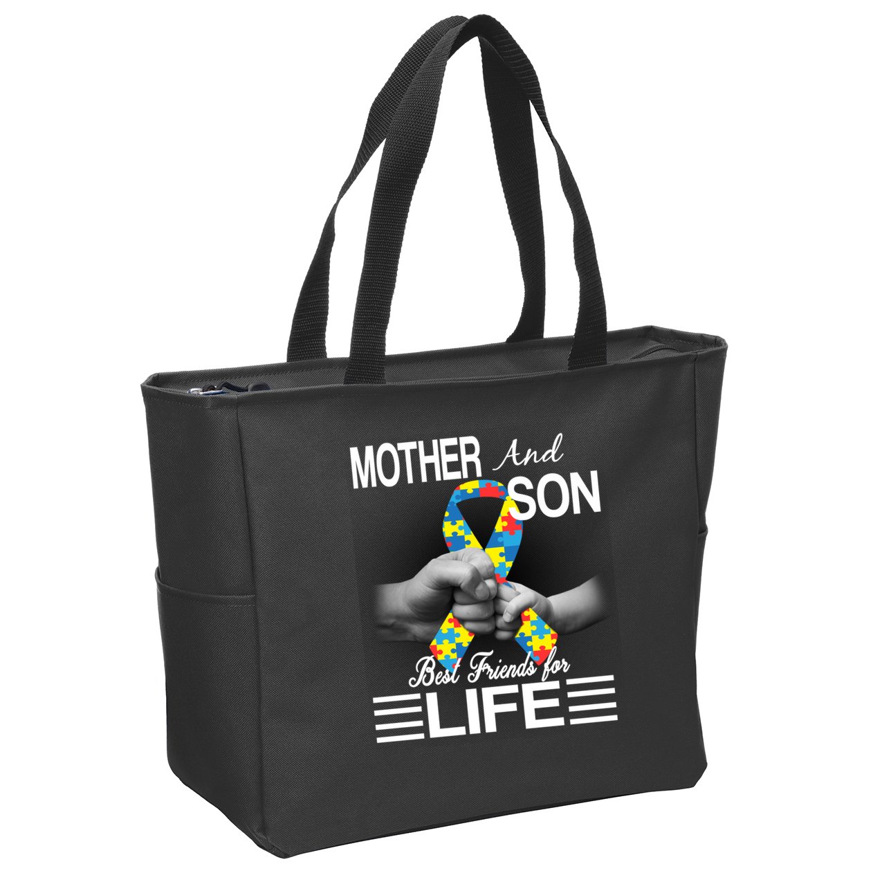 Autism Mother And Son Best Friends For Life Zip Tote Bag