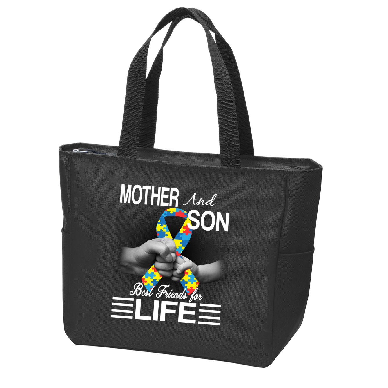 Autism Mother And Son Best Friends For Life Zip Tote Bag