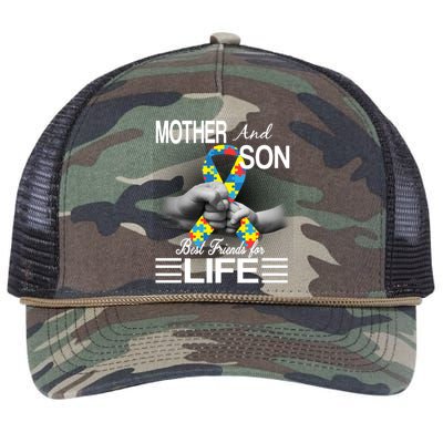 Autism Mother And Son Best Friends For Life Retro Rope Trucker Hat Cap