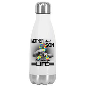 Autism Mother And Son Best Friends For Life Stainless Steel Insulated Water Bottle