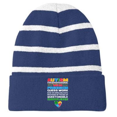 Autism Paraprofessional Striped Beanie with Solid Band