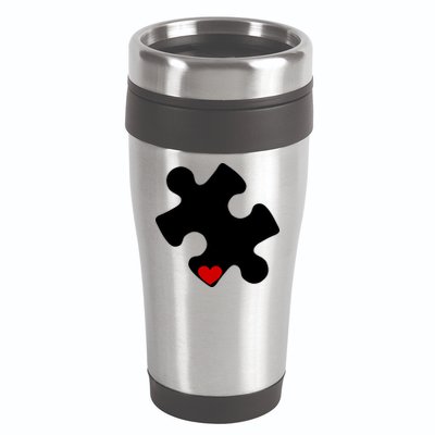 Autism Puzzle Heart Piece 16oz Travel Tumbler