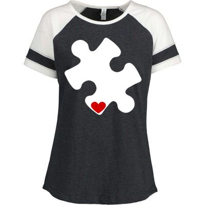 Autism Puzzle Heart Piece Enza Ladies Jersey Colorblock Tee