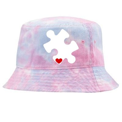 Autism Puzzle Heart Piece Tie-Dyed Bucket Hat