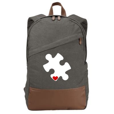 Autism Puzzle Heart Piece Cotton Canvas Backpack