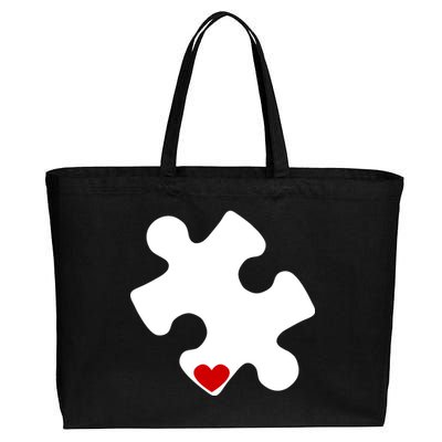 Autism Puzzle Heart Piece Cotton Canvas Jumbo Tote