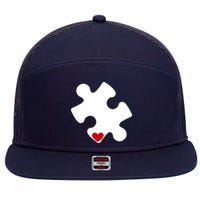 Autism Puzzle Heart Piece 7 Panel Mesh Trucker Snapback Hat